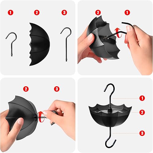 Miniatura 5 de Foso de hormigas para comedero de colibríes, 5 onzas, paquete de 4, protector de hormigas negro con gran capacidad