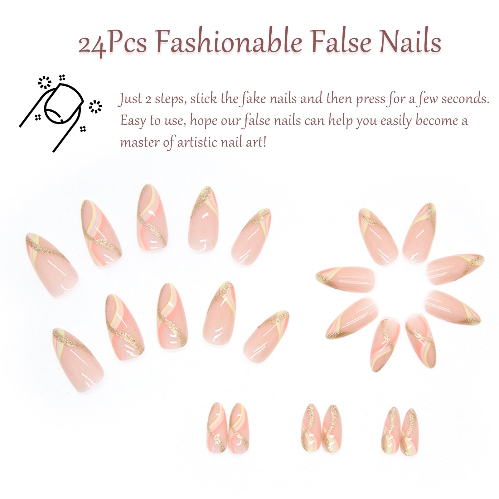 24 Stück French-Kunstnägel – Aufdrücknägel – Volldeckende Kunstnägel in Nude-Weiß, quadratisch, zum Aufkleben – French-Fake-Nägel zum Aufkleben für Frauen und Mädchen, N
