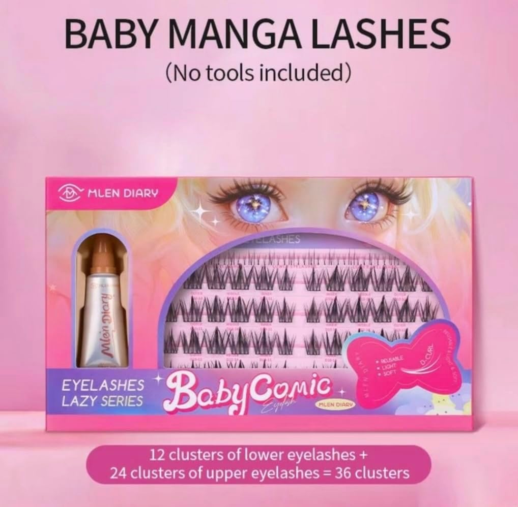 MLEN DIARYBaby Manga Lashes 36 Clusters