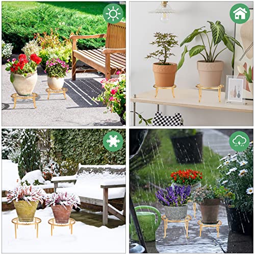 5 Pack Gold Metal Plant Stand For Outdoor Indoor Plants, Bronze Heavy Duty Flower Pot Stands For Multiple Plant, Rustproof Iron Round Plant Shelf For Planter, Potted Plant Holder For Garden Home #TOP3
