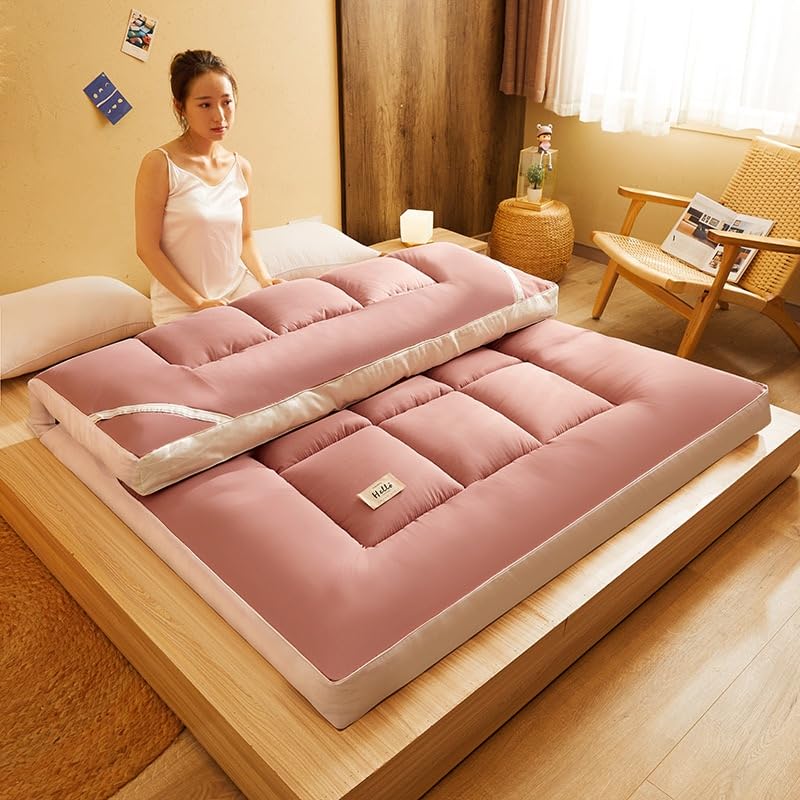 Colchón futón japonés, Grueso y súper Suave, tamaño Individual, Doble, Queen y King, Plegable, Suave y Transpirable, Adecuado para Sala de Estar, Dormitorio, habitación de Invitados y Camping.