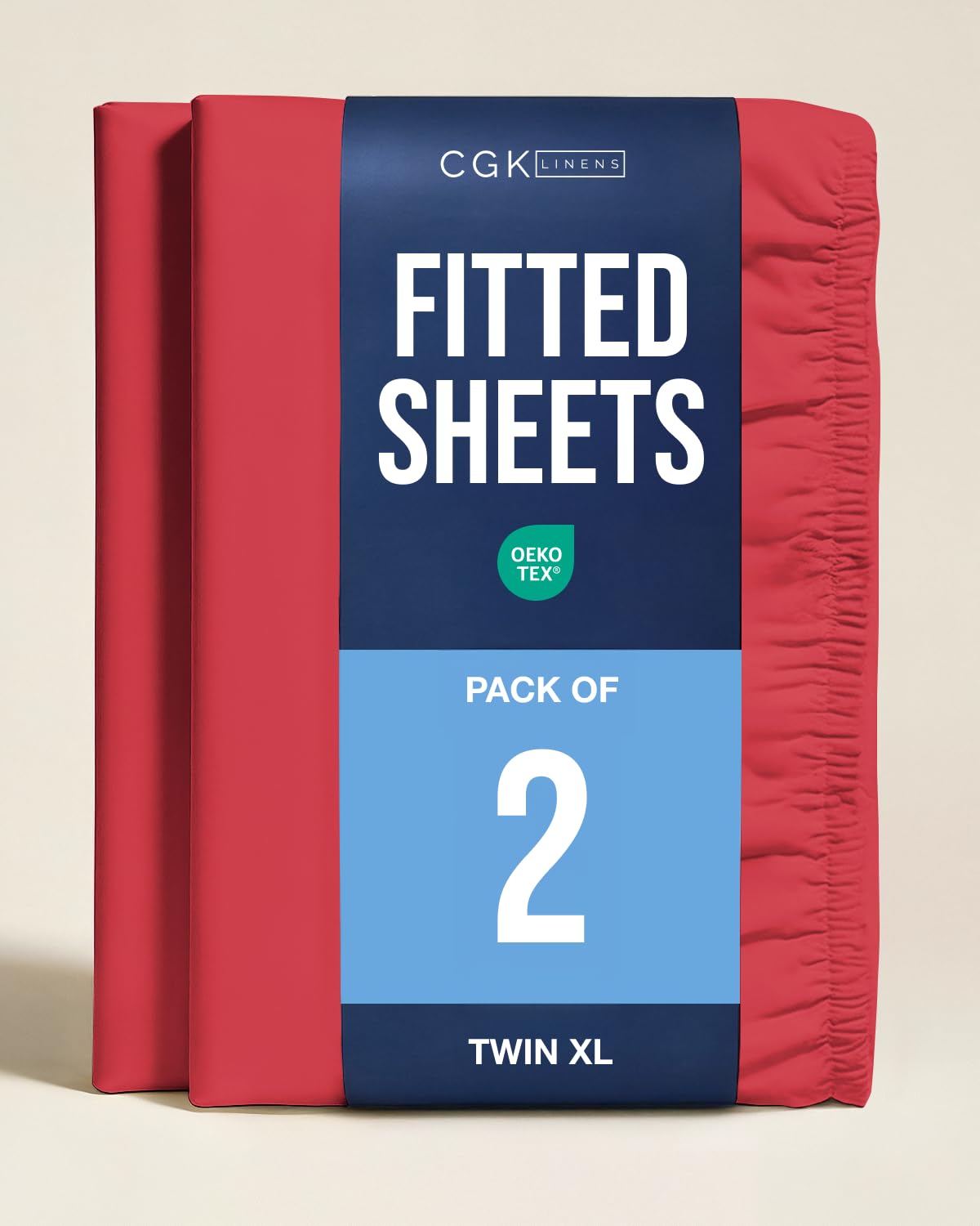 Twin XL Fitted Sheet - Pack of 2 College Dorm Essentials - Red