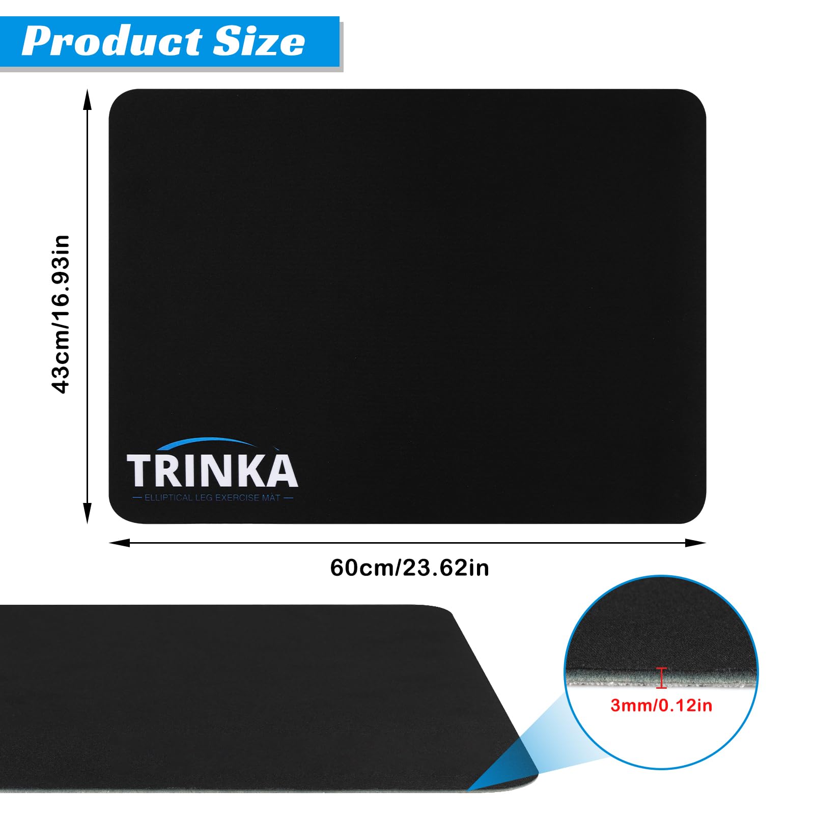 Non-Slip Workout Mat for Under Desk Elliptical Machine, Mats for Exercise Equipment, Suitable for Electric Seated Foot Pedal Exerciser, Enhanced Stability & Floor Protection