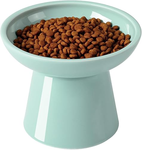 Miniatura 15 de LoeJan Juego de cuencos elevados de comida y agua para gatos, comedero de cerámica extra ancho y elevado, cuenco de alimentación a presión