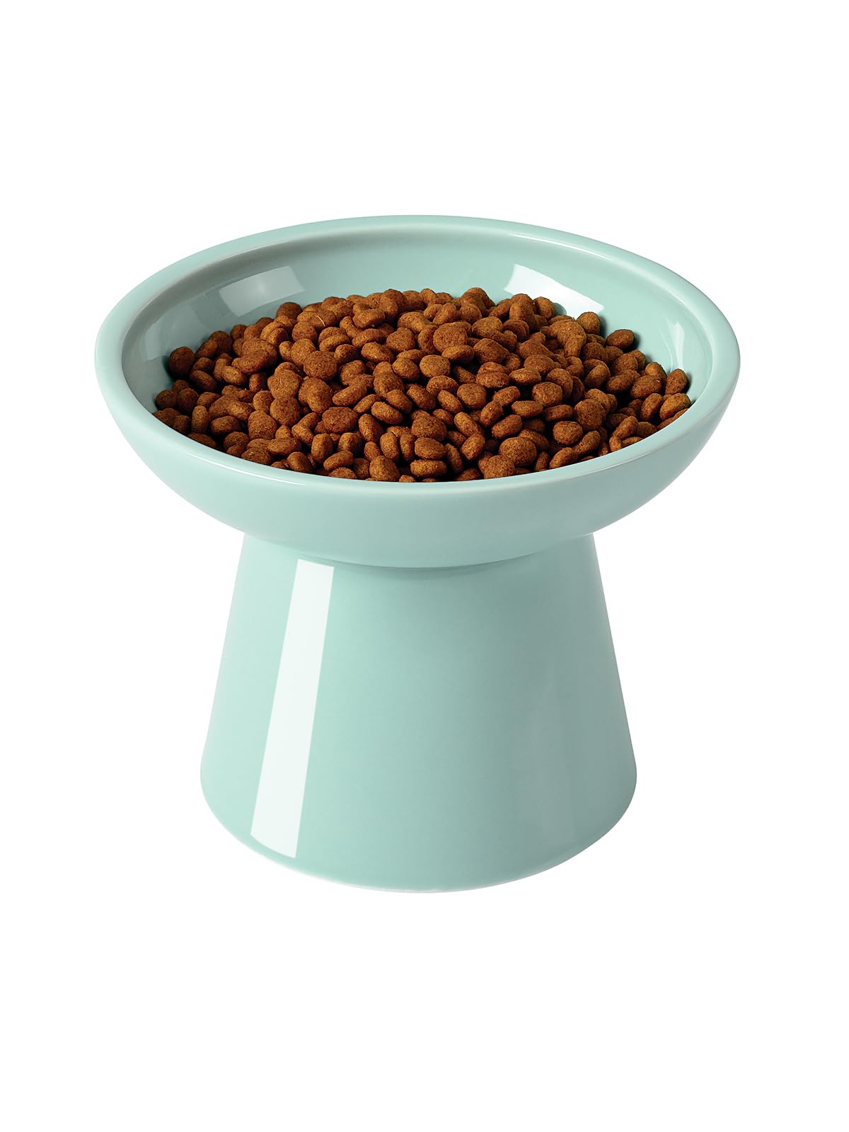 LoeJan Elevated Cat Food and Water Bowls Set, Extra Wide and Raised Ceramic Feeder, Anti-Vomit Whisker-Free Pressure Feeding Bowl for Kittens Adult Small Dogs (Blue, Food Bowl)