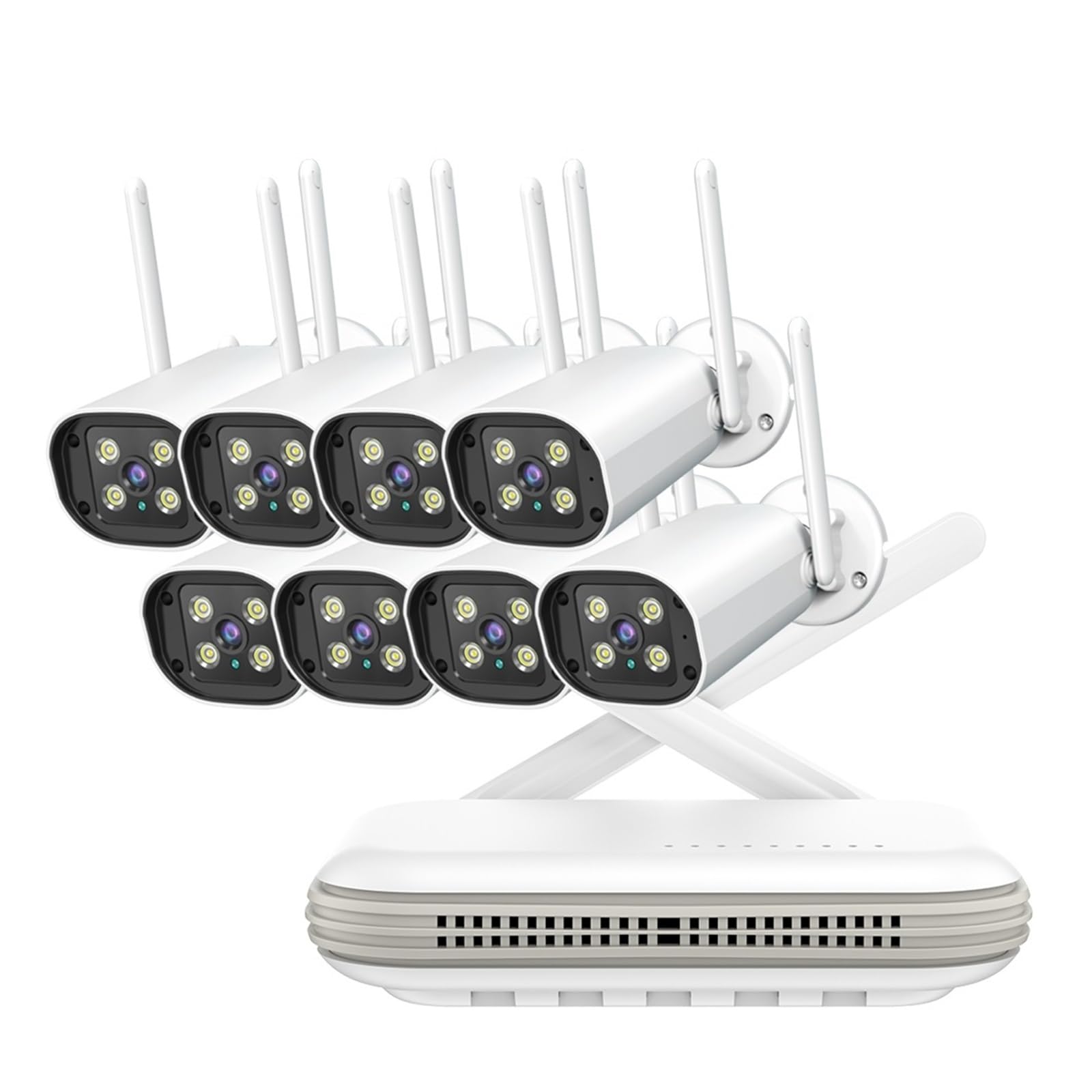 Kit Sistema NVR, 4CH 8CH NVR Wireless Kit Telecamera di Sicurezza Esterna 4K 5MP 3MP Telecamera IP Face Detection CCTV Mini di videosorveglianza(None,WiFi 3MP 2PCS)