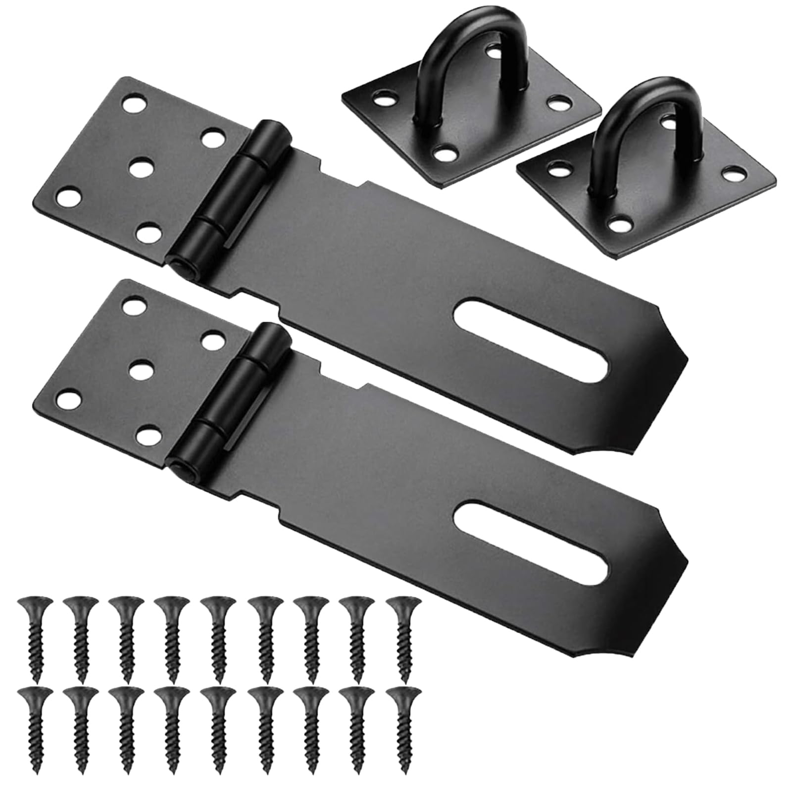 4 Inch Hasp and StapleHeavy Duty, Heavy Duty Shed Lock Hasp Shed Door Latch Gate Lock Latch Hinge Padlock Catch Door Clasp Latch Security Hasp for External Doors Window Cabinet Pet Cage (2, Black)