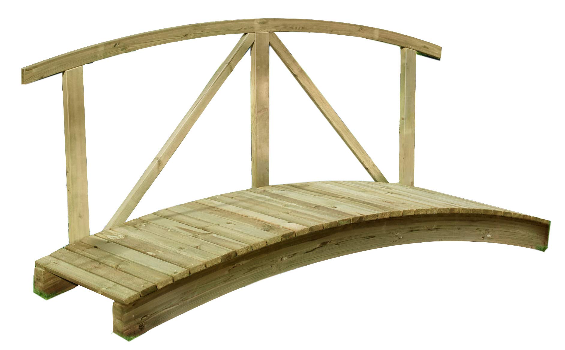 Gartenpirat Teichbrücke aus Holz mit Handlauf – 240 x 80 cm, wetterfeste Gartenbrücke aus imprägnierter Kiefer, dekorative Holzbrücke für Garten & Teich