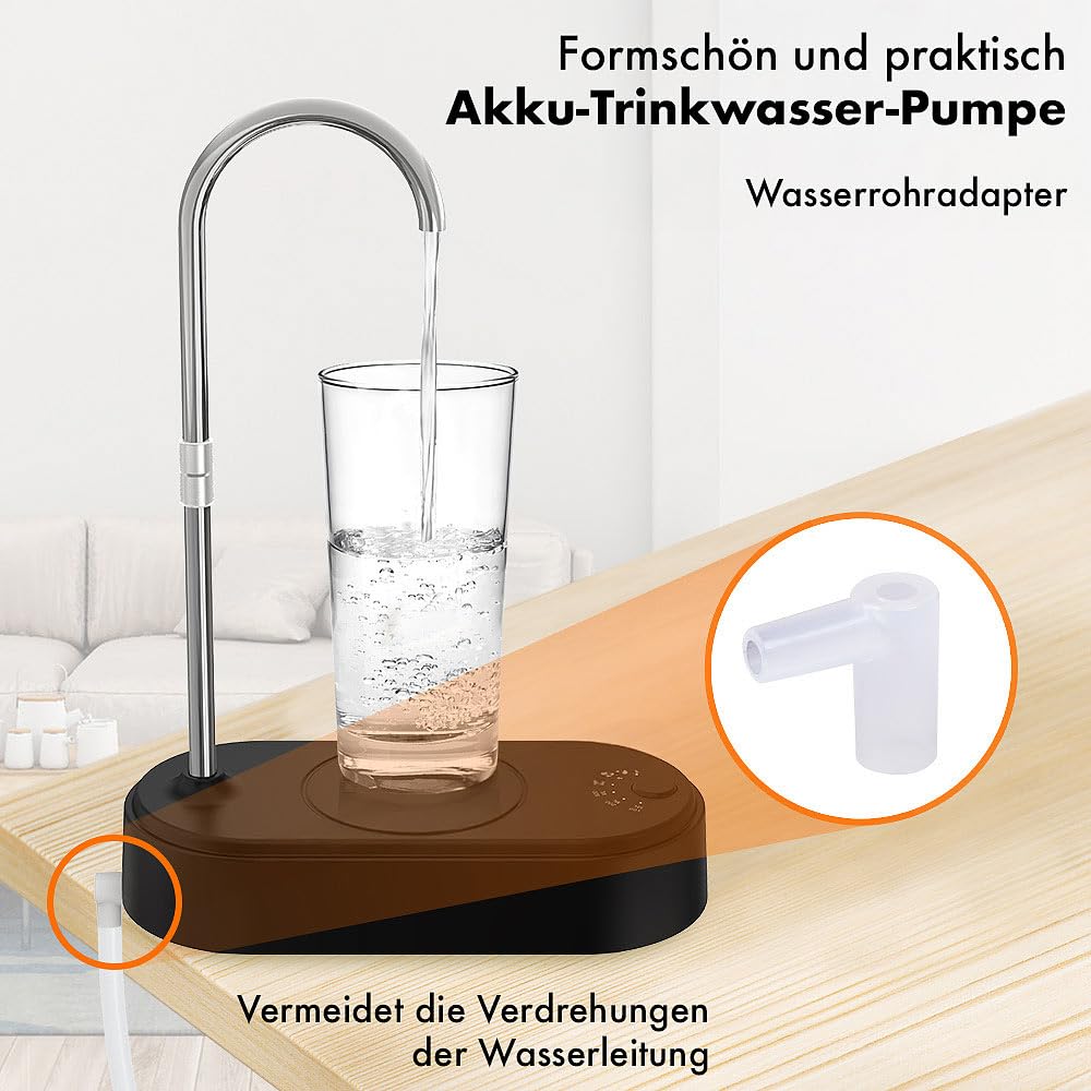 Rosenstein & Söhne pompa dell'acqua: set da 2 Pompe per acqua potabile a batteria, nero, per taniche standard da 18,9 l, batteria da 1.200 mAh (tanica d'acqua con pompa, ad acqua a campeggio)