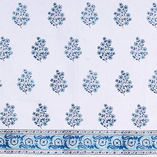 Image of LINENWALAS Cotton Curtains Set of 2, Canvas Long Doors Curtains for Home Decor, Hangs Elegantly with Back Loops (4.5ft x 9 ft, Mughal Boota- Blue)