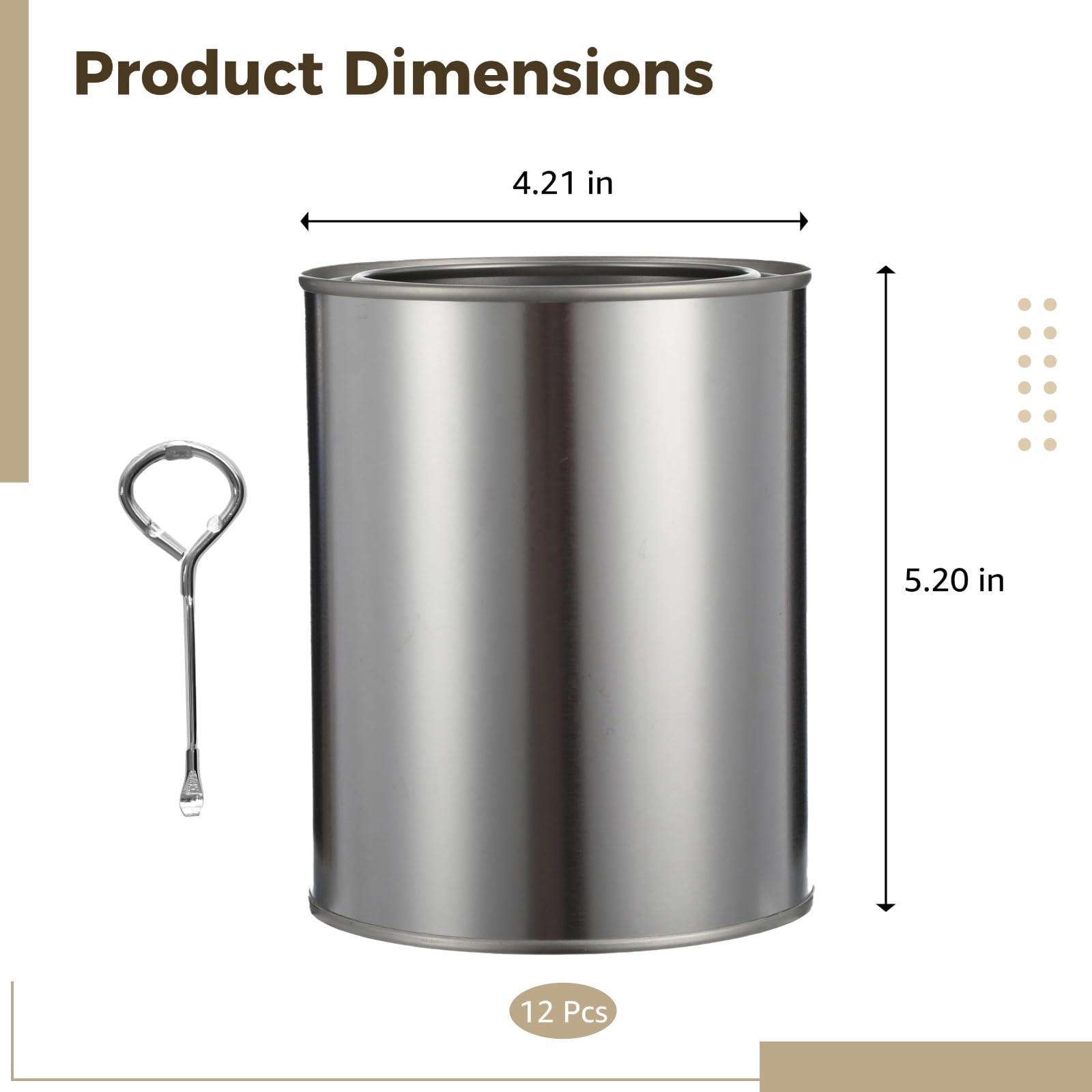 12 latas de pintura vacías con tapas y abrelatas, recipientes de almacenamiento de pintura de metal de hojalata de 1 cuarto de galón para pinturas a base de aceite, manualidades, mezcla de bricolaje