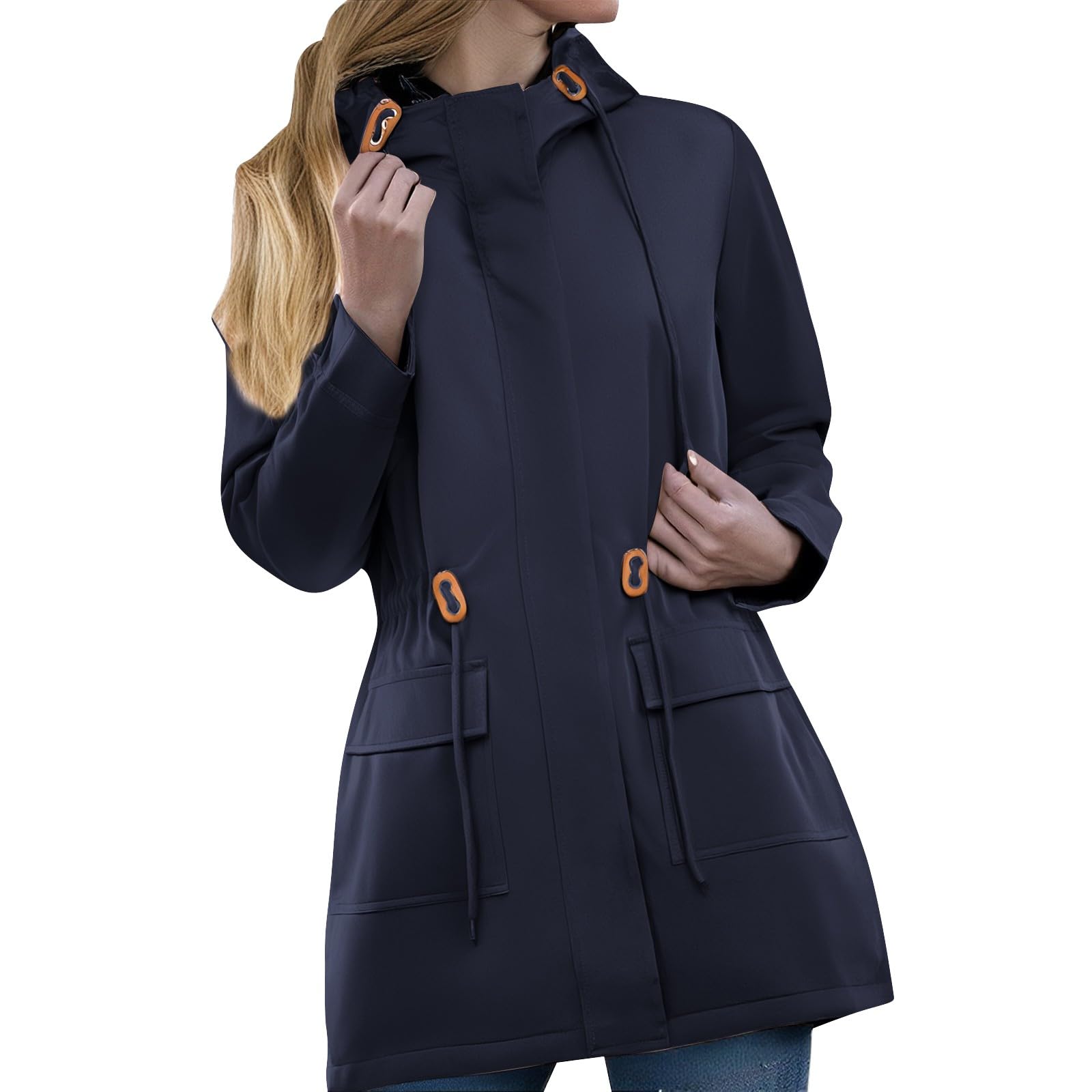 Chaqueta Impermeable Para Mujer, Talla Grande, Larga, Impermeable, Ligera, Cortavientos, Con Bolsillos Top Estampado Chubasquero Verano Mujer Capucha Lluvia Ropa Abrigos Deportes Al Aire