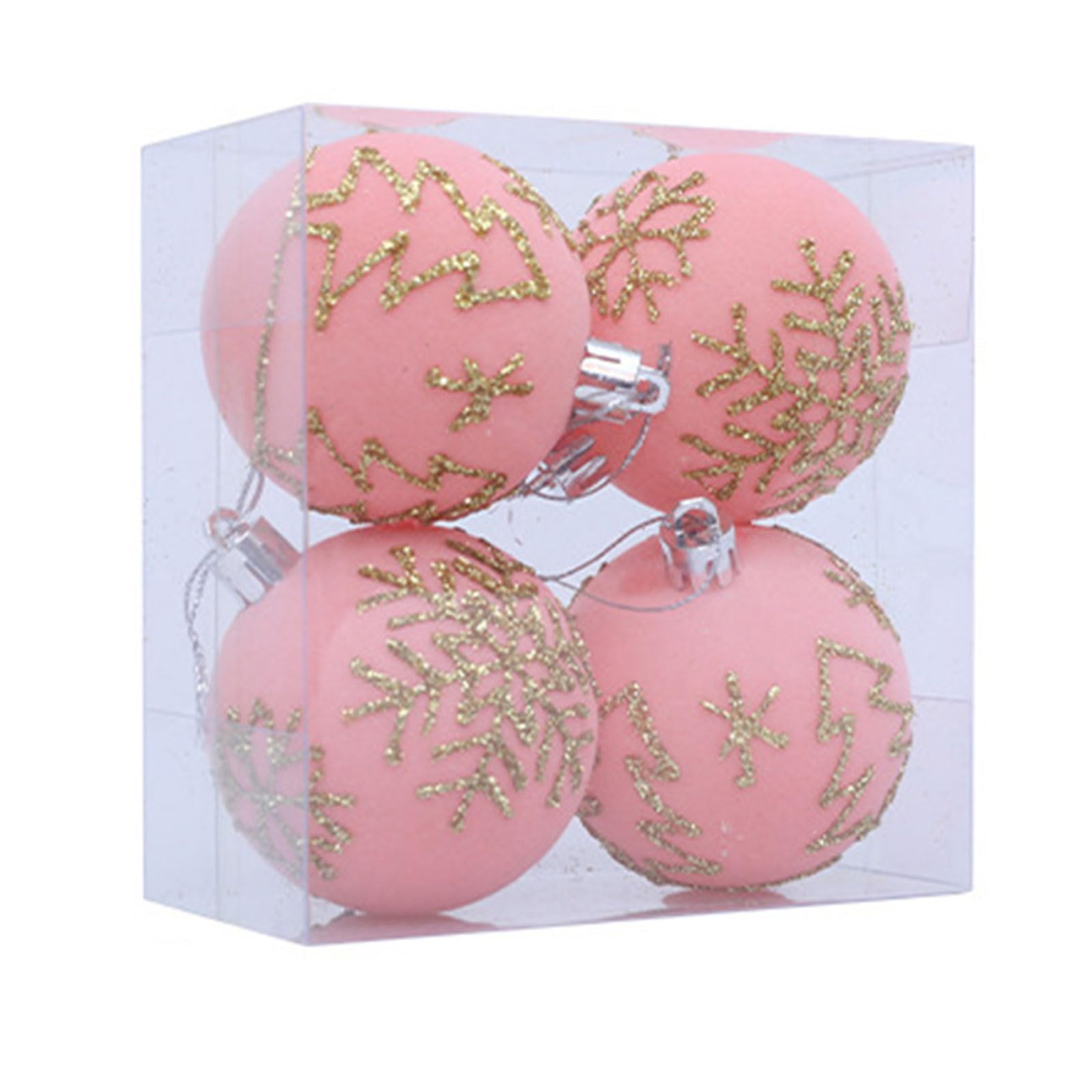 KAQNTUD Pack of 4 Christmas Baubles Ornaments, Shatterproof Baubles, Hanging Decorations for Tree Wreath, Mantle Decorations, Home Decoration Ornament