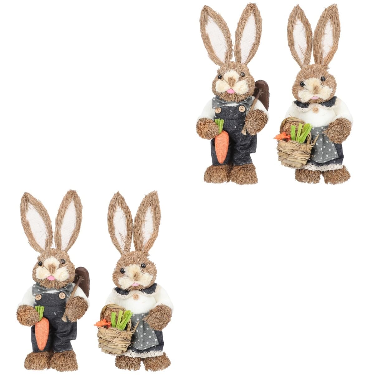 Abaodam 4stücke Woven Bunny Figuren Handgefertigte Deko Hasen Für Ostern Große Rattenstatue Für Wohnzimmer Garten Und Kinderzimmer Leichte Und Niedliche Osterdekoration