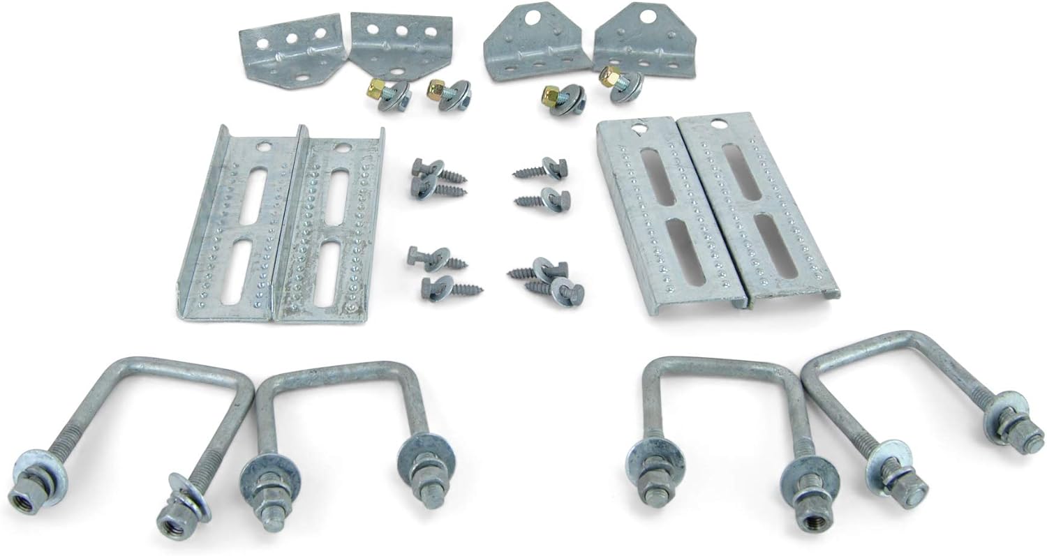 (4) 8" Galvanized Swivel Top Bunk Bracket Kit with Hardware for 3x3 Boat Trailer Crossmember