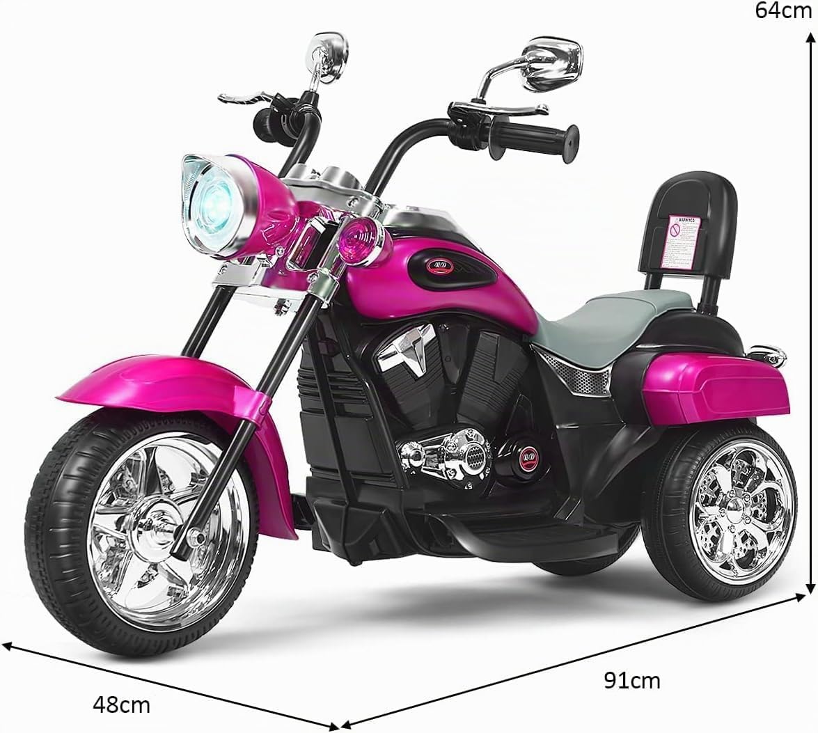 GOPLUS Moto Electrique Enfants 6V, Voiture Électrique Enfants 1 Place Vitesse 2,5-3km/h,Charge 30 KG, Scooter Electrique Enfants pour Garçons Filles 3 an+s(Rose Foncé)