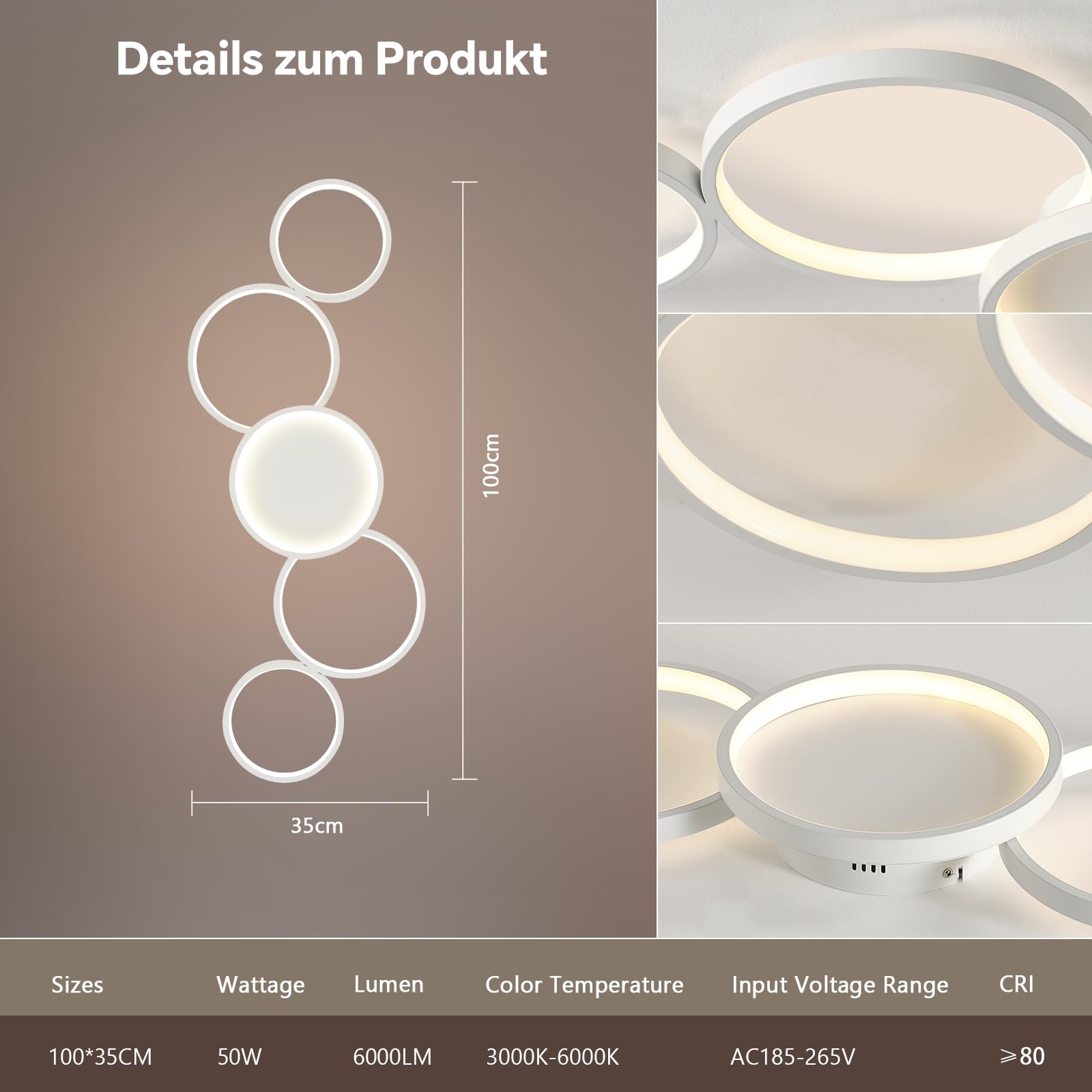 BAYHT Deckenlampe mit Fernbedienung, Wohnzimmerlampe with Matter Kompatibel eWeLink App, 56W 5600lm, 3000K-6000K, Modern LED Deckenleuchte Für Schlafzimmer Wohnzimmer (100cm, Weiß)