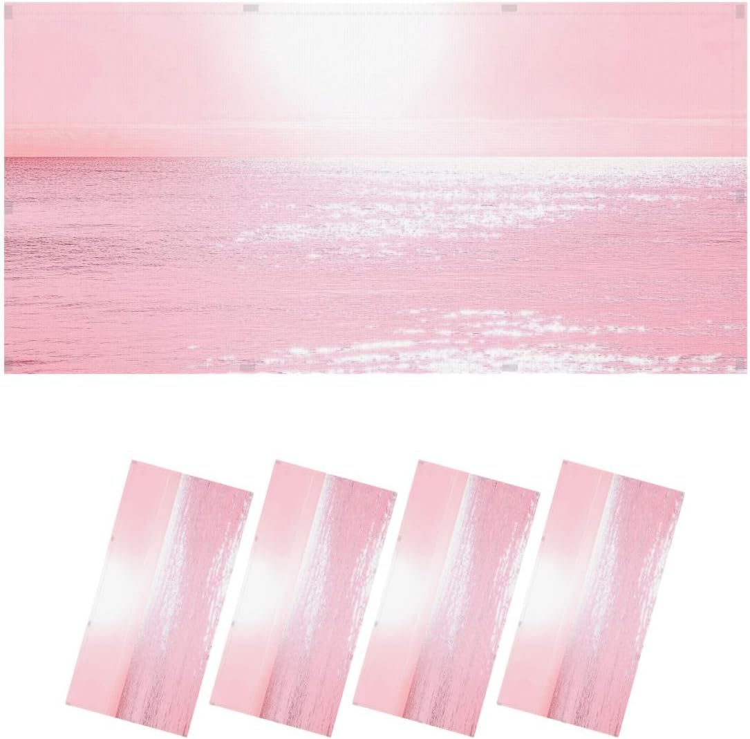 Fluorescent Light Covers for Ceiling Lights Pastel Pink Ocean Photograph Easy to Install Magnetic Light Filter for Classroom Office Hospitals School Home Decor