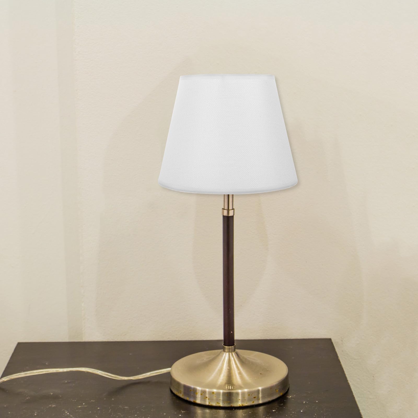 Stofflampenschirm 24cm E27 Lampenschirm Ersatz Lampenzubehör Tischlampe Ivory Weiß für Warme Beleuchtung Zuhause Hotel