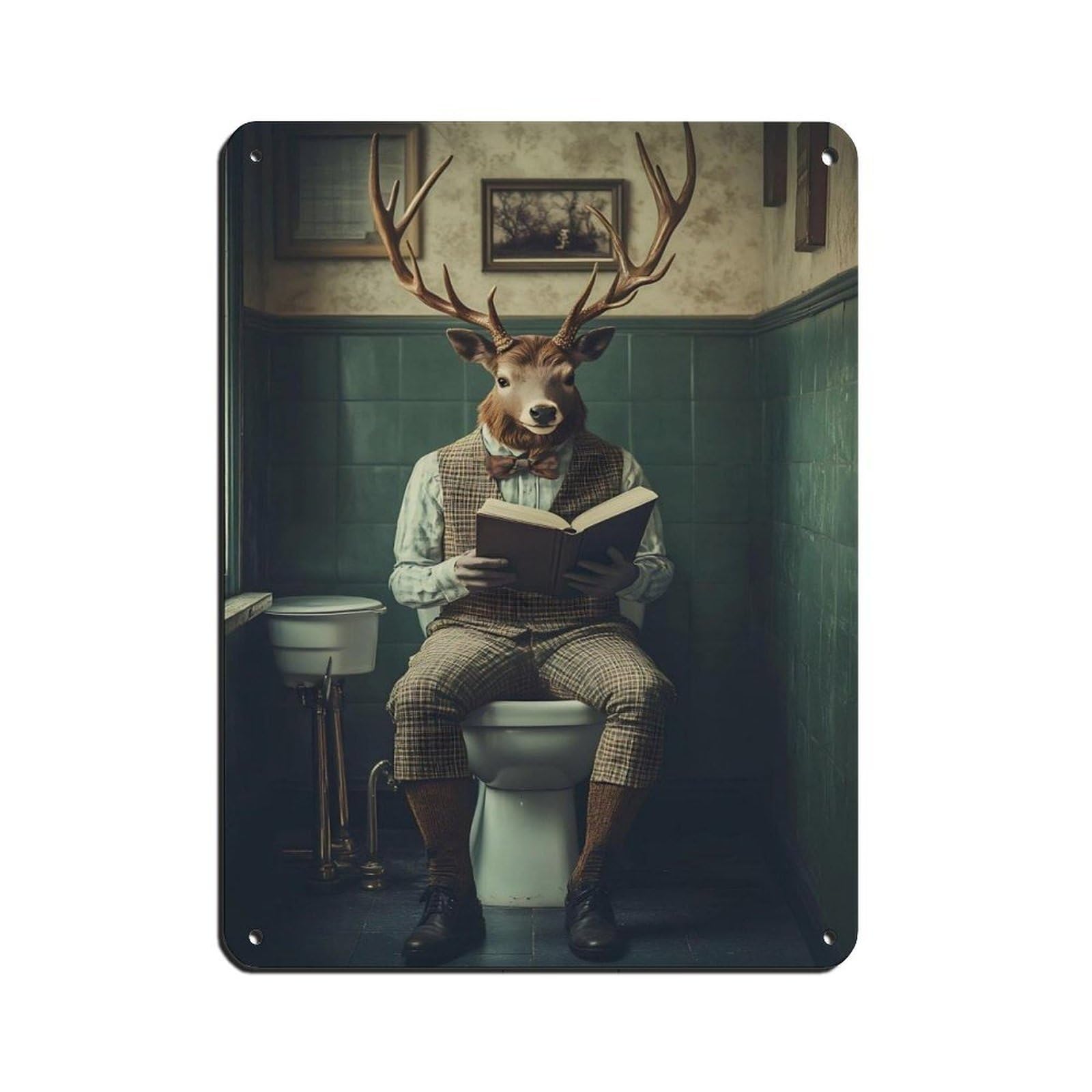 Whimsical Deer, Unique Animal Tin Sign Vintage Metal Pub Club Cafe Bar Home Wall Art Decoration Poster Retro 12x16inch(30x40cm)