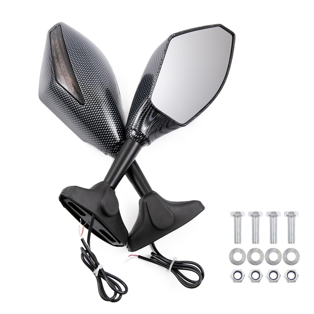 Moto Rétroviseur latéral avec clignotants LED Universel pour Cruiser Street Sport Bike (B)