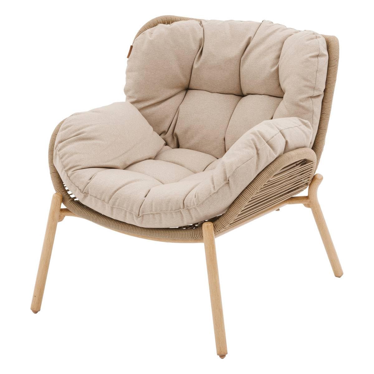 Hespéride – Meloane Beige Gartenliegestuhl – Rostfreier Epoxidstahl & gewebtes Kunstharz in Tweed-Optik – Wasserabweisende Kissen – Outdoor-Stuhl für Terrasse, Balkon und Patio