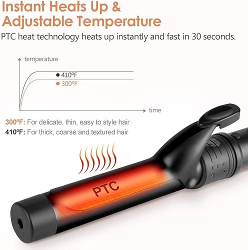 Miniatura 3 de Rizador 6 en 1 para cabello largo y corto coeficiente de temperatura positivo de cerámica con temperatura ajustable y voltaje dual con guante y