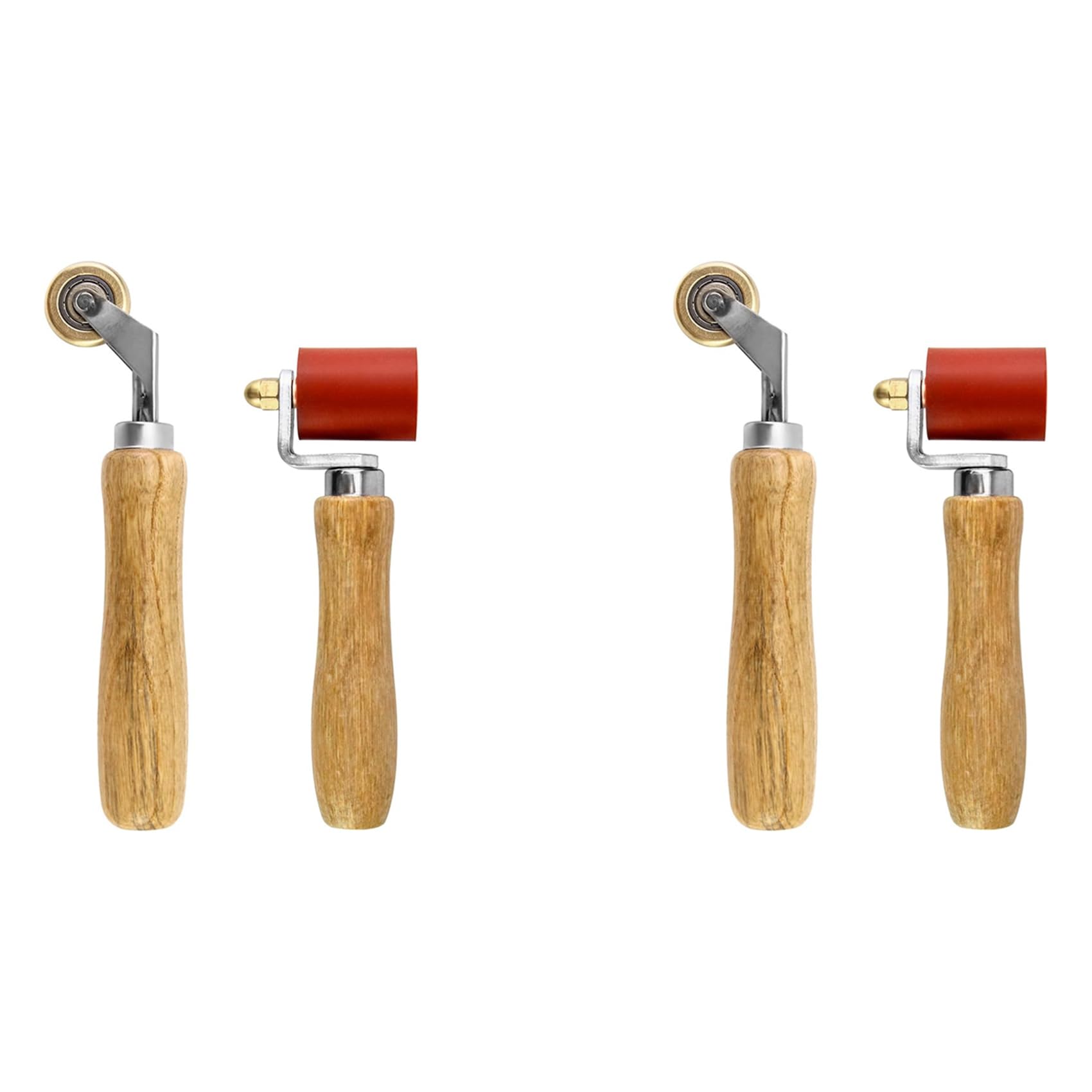 Jnchdghwa Wood Color 2Set 40Mm Silicone Seam Roller & Brass Seam Roller, Wallpaper Seam Roller Tool, Roofing & Vinyl Flooring Detail Roller