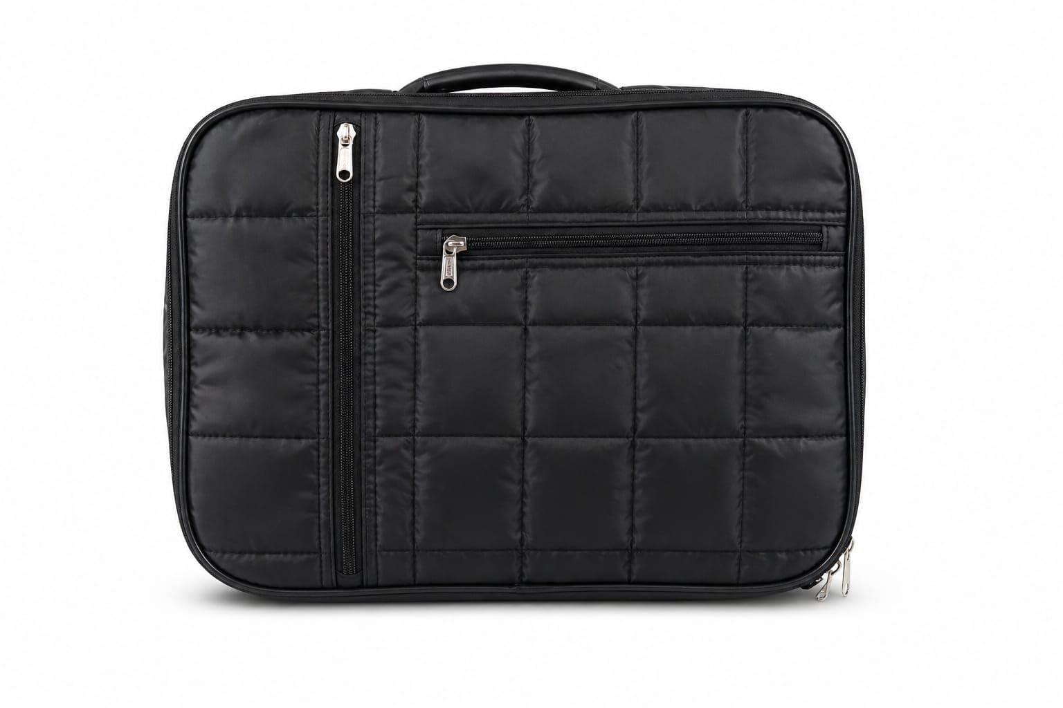 Quilted Travel Bag, Small, Black, Multiple Zip Pockets, Carry Handle-image-34