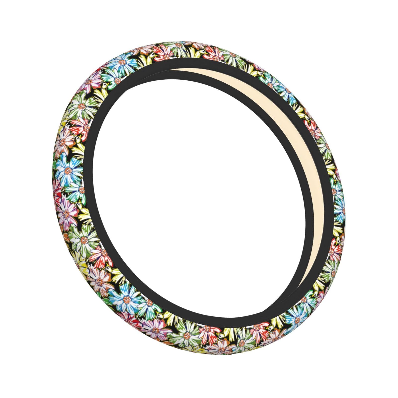 Bright Daisy Aesthetic Steering Wheel Cover for Women Men Girls Car Accessories Decor Anti-Slip Neoprene Auto Steering Wheel Covers Protector Universal 15 Inch