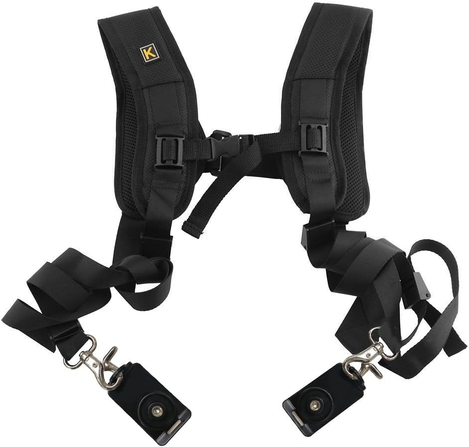 Top819 Trade Quick Release Dual Camera Shoulder Strap Harness Shoulder Strap Belts for Digital Nikon Camera,Ergonomic Design Curved Nylon