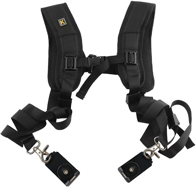 Top819 Trade Quick Release Dual Camera Shoulder Strap Harness Shoulder Strap Belts for Digital Nikon Camera,Ergonomic Design Curved Nylon