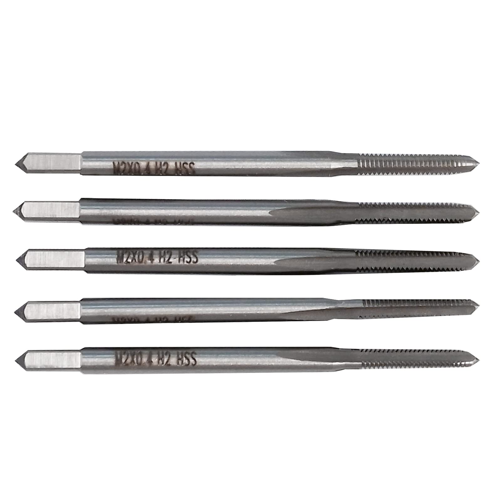 HUAZHICHUN M2×0.4 Metric Hand Tap,Thread Tap Pitch 0.25 Straight Flutes HSS Right Hand Tap (5pcs)