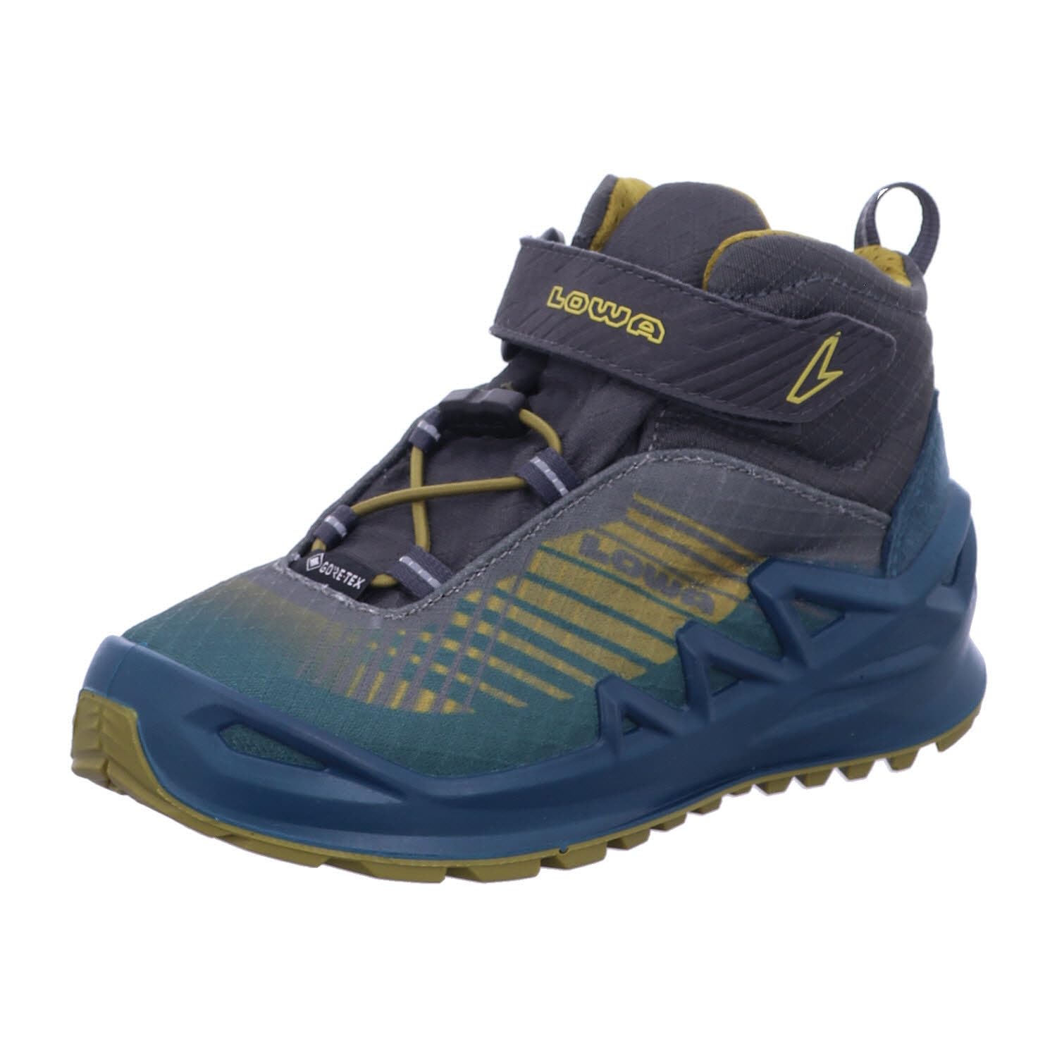 LOWA Merger GTX QC JR 3/4 Boots, Petrol Mustard, 7.5 Little Kid