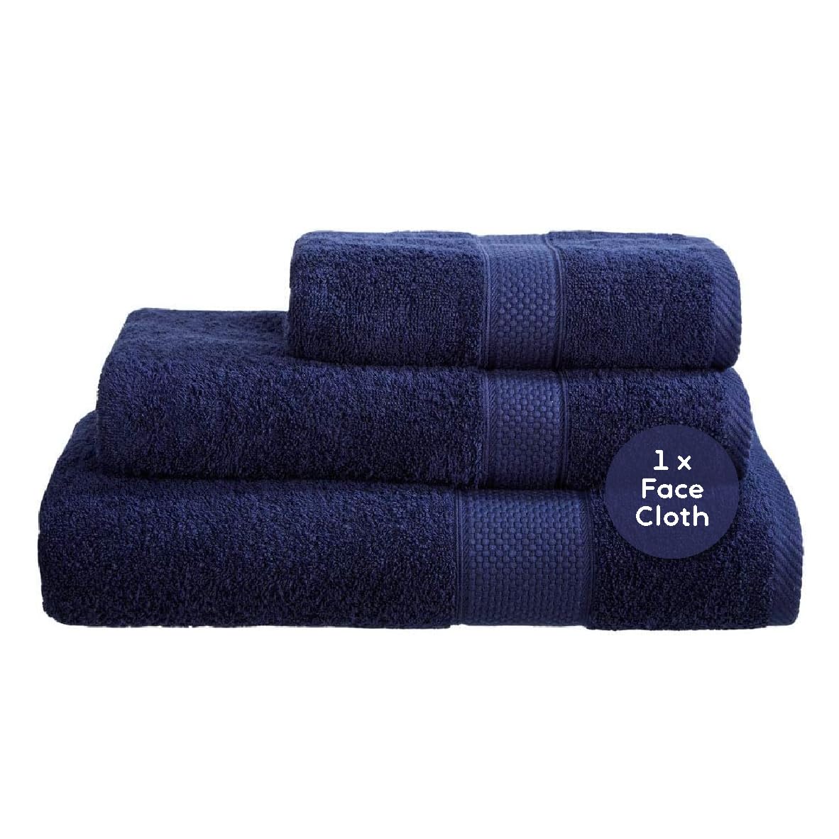 Imperial Navy Turkish Face Towel 2 Pack - 100% Combed Cotton - Lightweight & Quick Drying