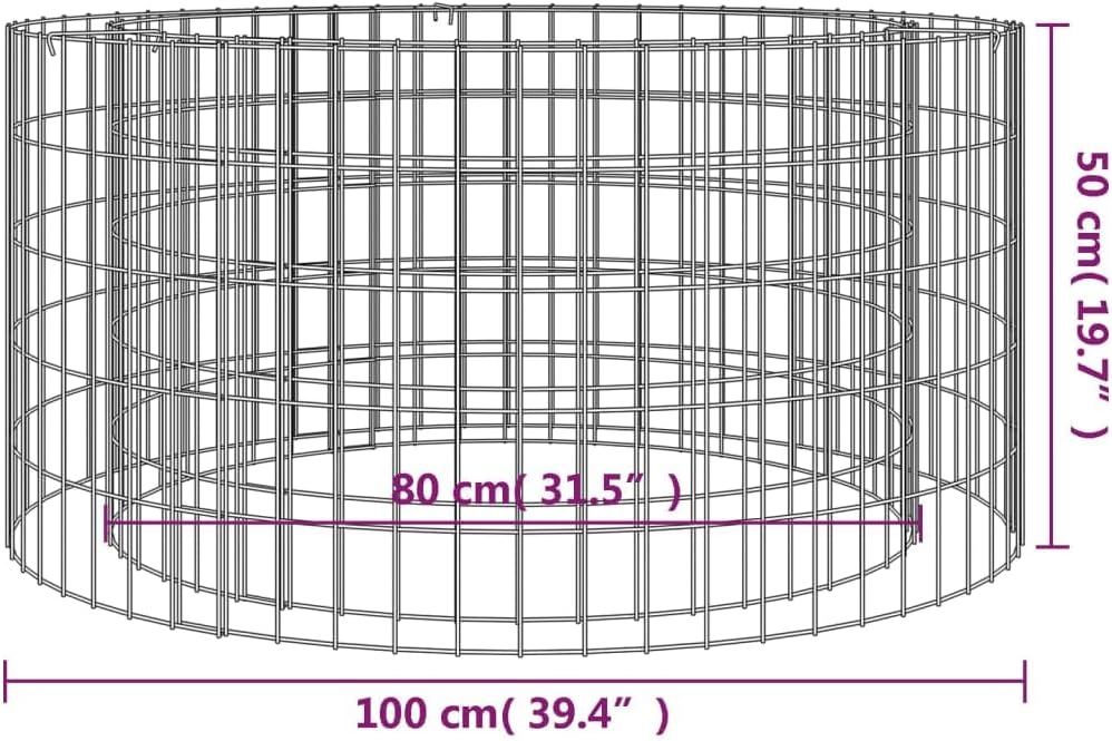 vidaXL Fire Pit, Outdoor Fireplace Stone Fire Bowl with Gabion Structure, Wood Burning Fire Bowl, Outdoor Fire Pit, Galvanized Iron