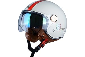 Open Face Motorcycle Helmet: 3/4 Retro Vespa Helmet with Dual Visors