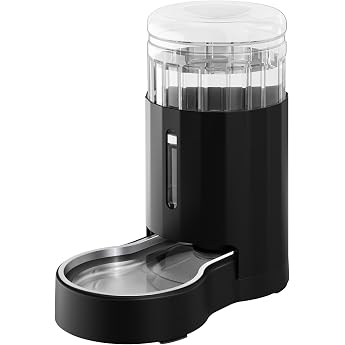 JUNSPOW Water Dispenser for Dogs 6L Gravity Large Capacity Stainless Steel Water Dispenser for Cats 100% BPA Free Automatic Pet Waterer for Cats & Small/Medium Dogs Black