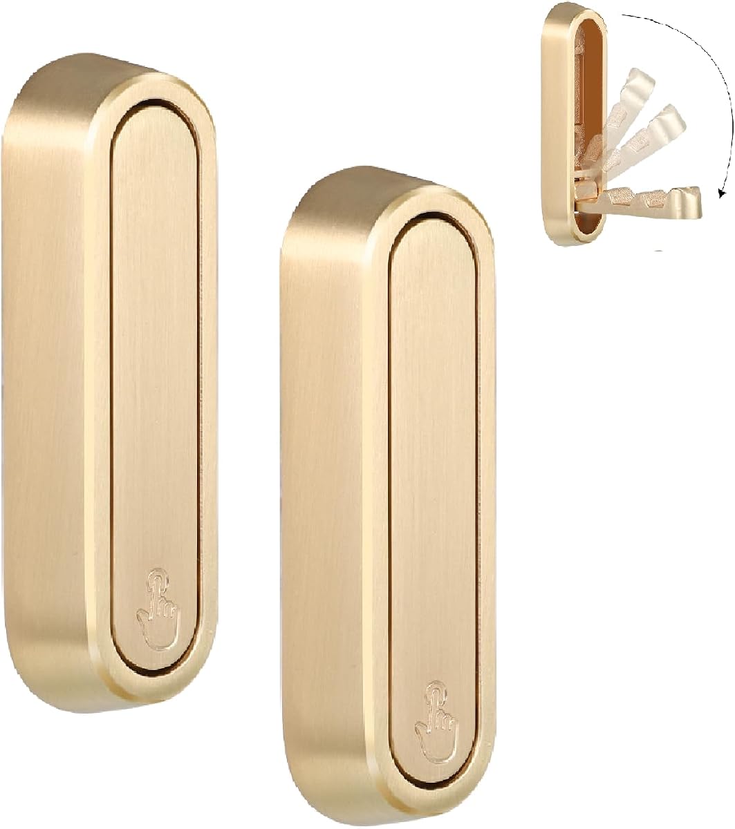 Folding Coat Hooks, 2 Pcs Foldable Gold Wall Hooks Heavy Duty Foldable Hook Bathroom Towel Hooks Robe Hooks Wall Mounted for Hanging Coat Towels Clothes Hat Bags Keys