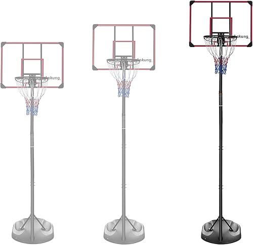 Aro de baloncesto portátil y soporte de baloncesto de altura ajustable de 6.2-8.5 pies5.4-7 pies7.5-9.2 pies con tablero transparente y ruedas para