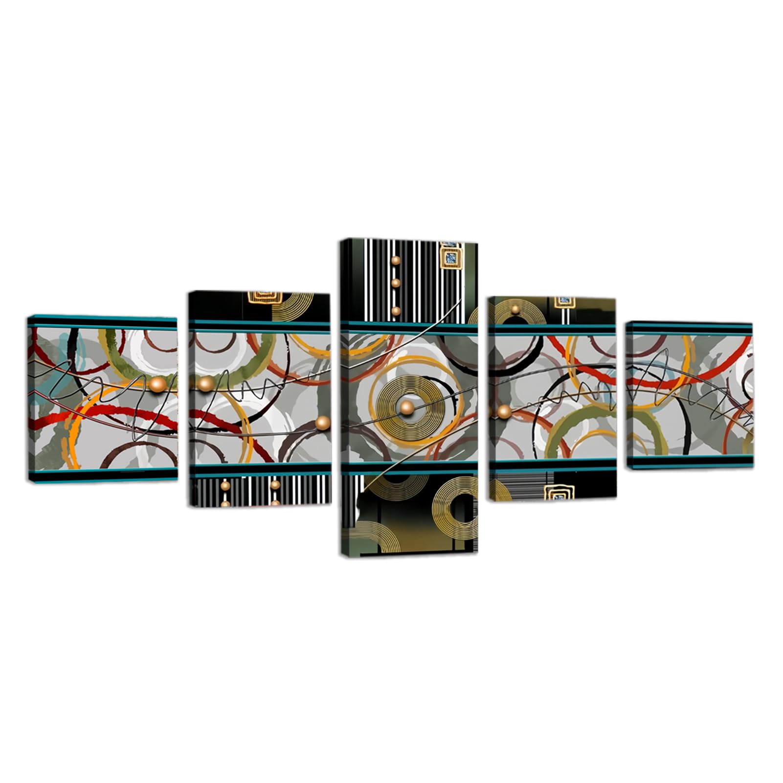 TAOQIGOU Canvas Wall Art Abstraction Framed Artwork Landscape Pictures for Wall Decor for Living Room 5 Pieces (No.16)