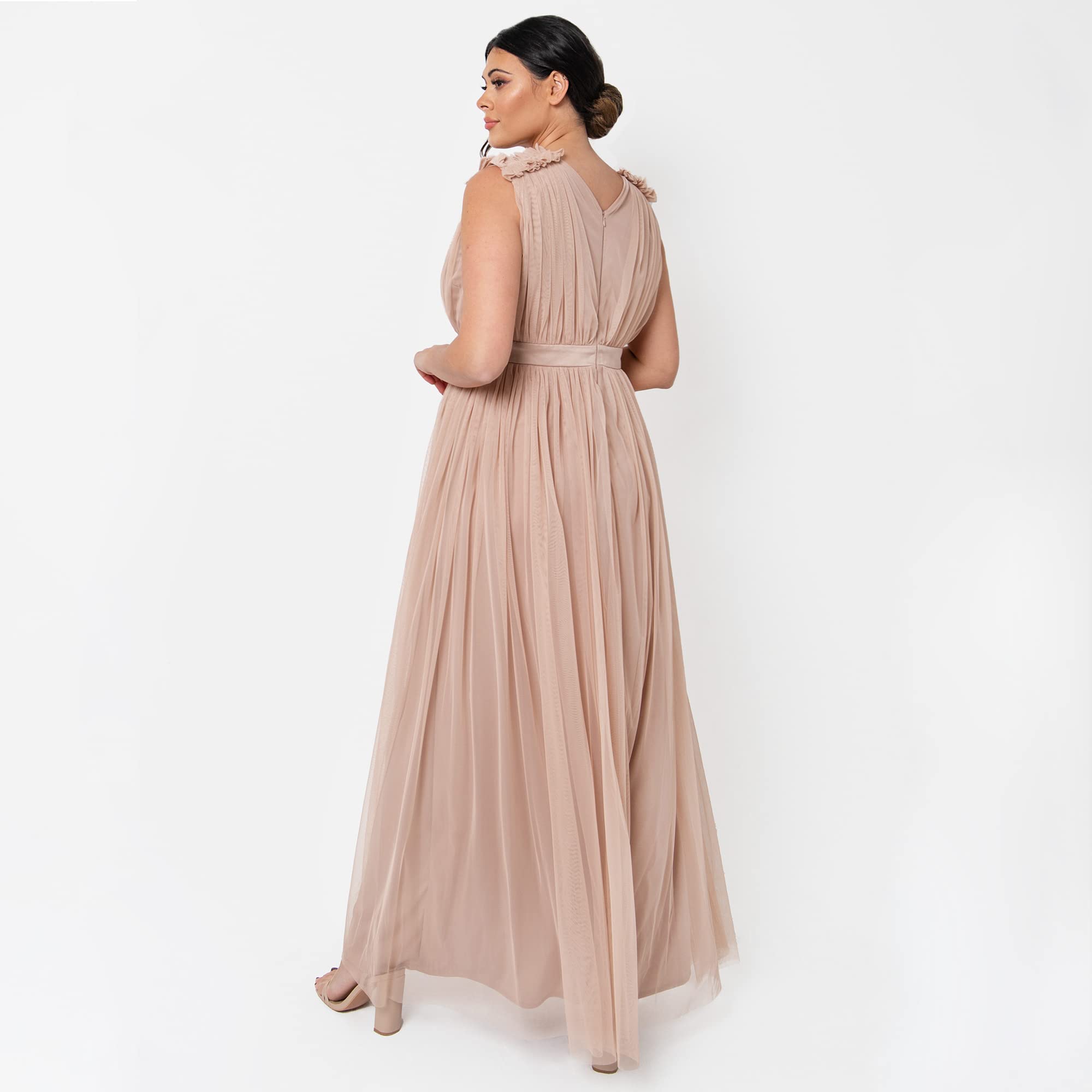 Maya Deluxe Maya Deluxe Maxi Dress with Ruffle Shoulder Detail Robe de Demoiselle d'honneur Femme