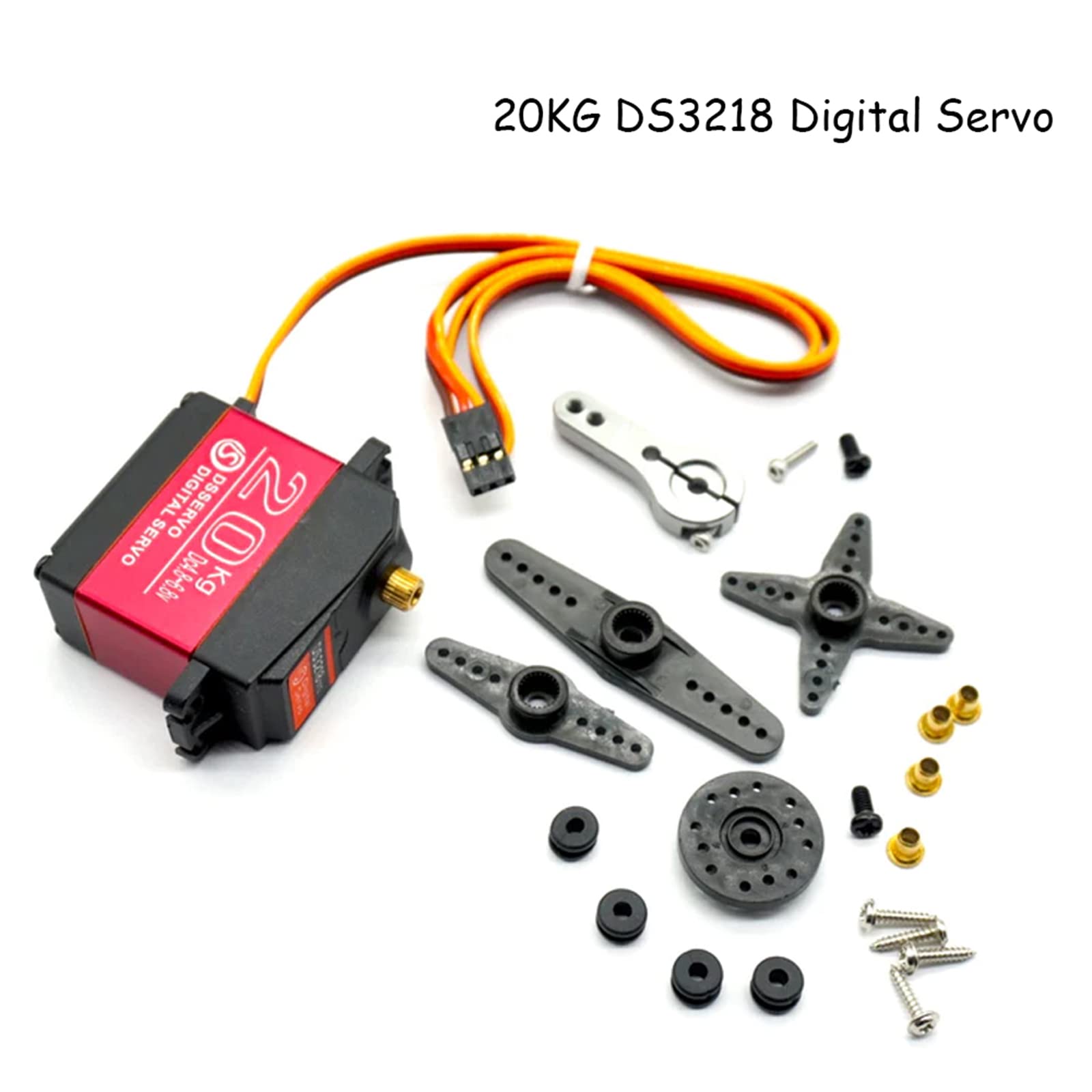 2PCS 20KG DS3218 Digital Servo with 25T Servo Arm Metal RC Toys Water Resistant 180° for Airplane Drone Arduino Red