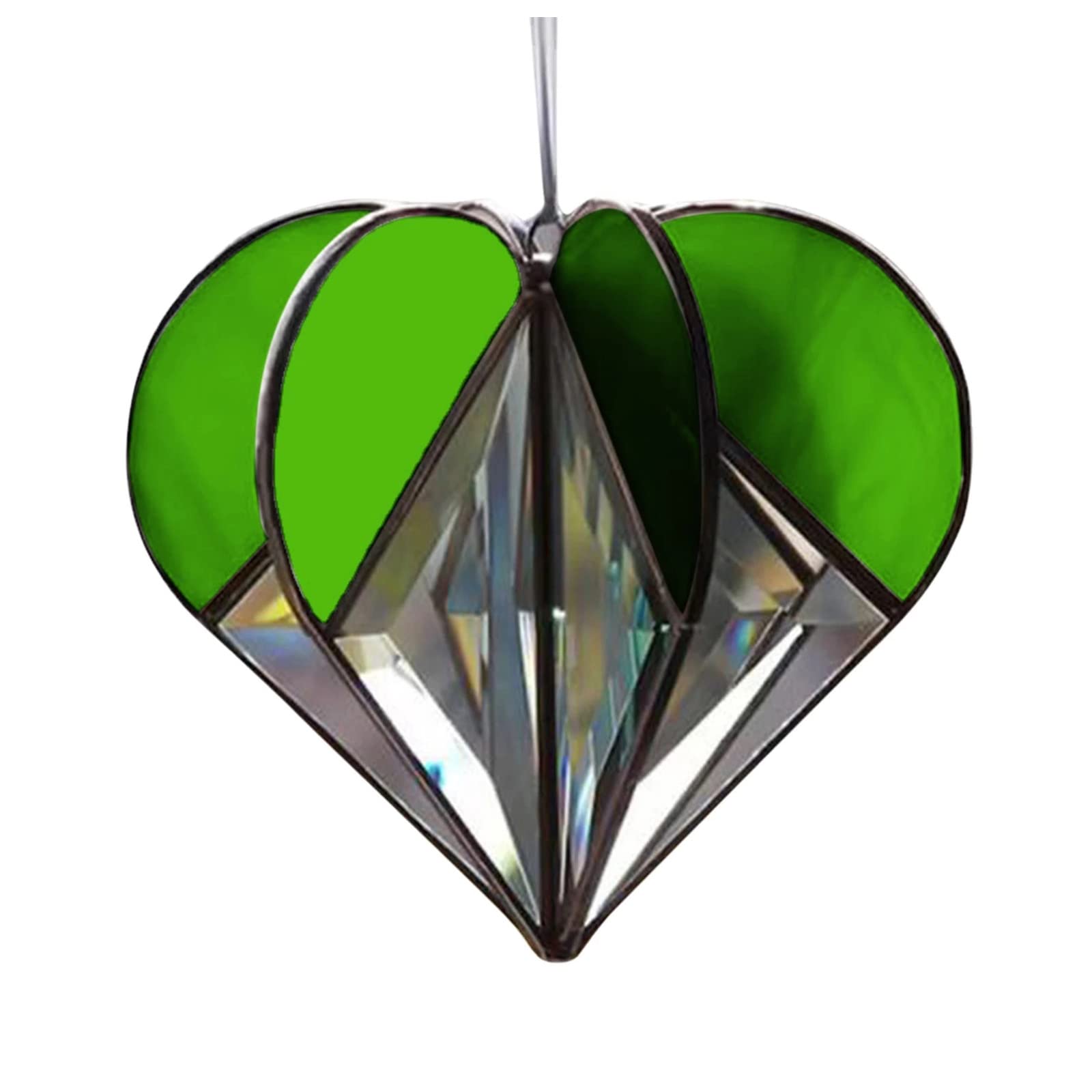 Acfthepiey Multi Sided Heart Colourful Decor Multi Sided Heart Sun Catcher Stereo Heart Stained Acrylic Rainbow Car Charm Pendant 3