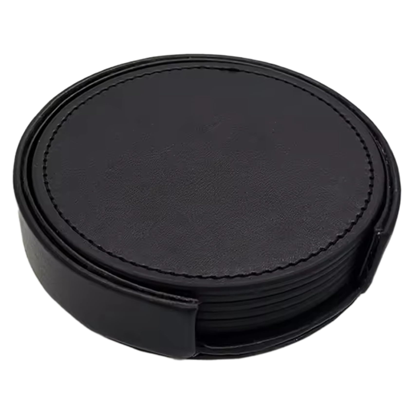 Hndhbfgrt 6PCS Circular Pure Color PU Leather Coasters Waterproof Heat Placemat Tea Coffee Cup Home Bar Counter Home Decor