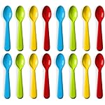 Plaskidy Plastic Toddler Spoons - Set of 16 Kids Spoons BPA Free/Dishwasher Safe