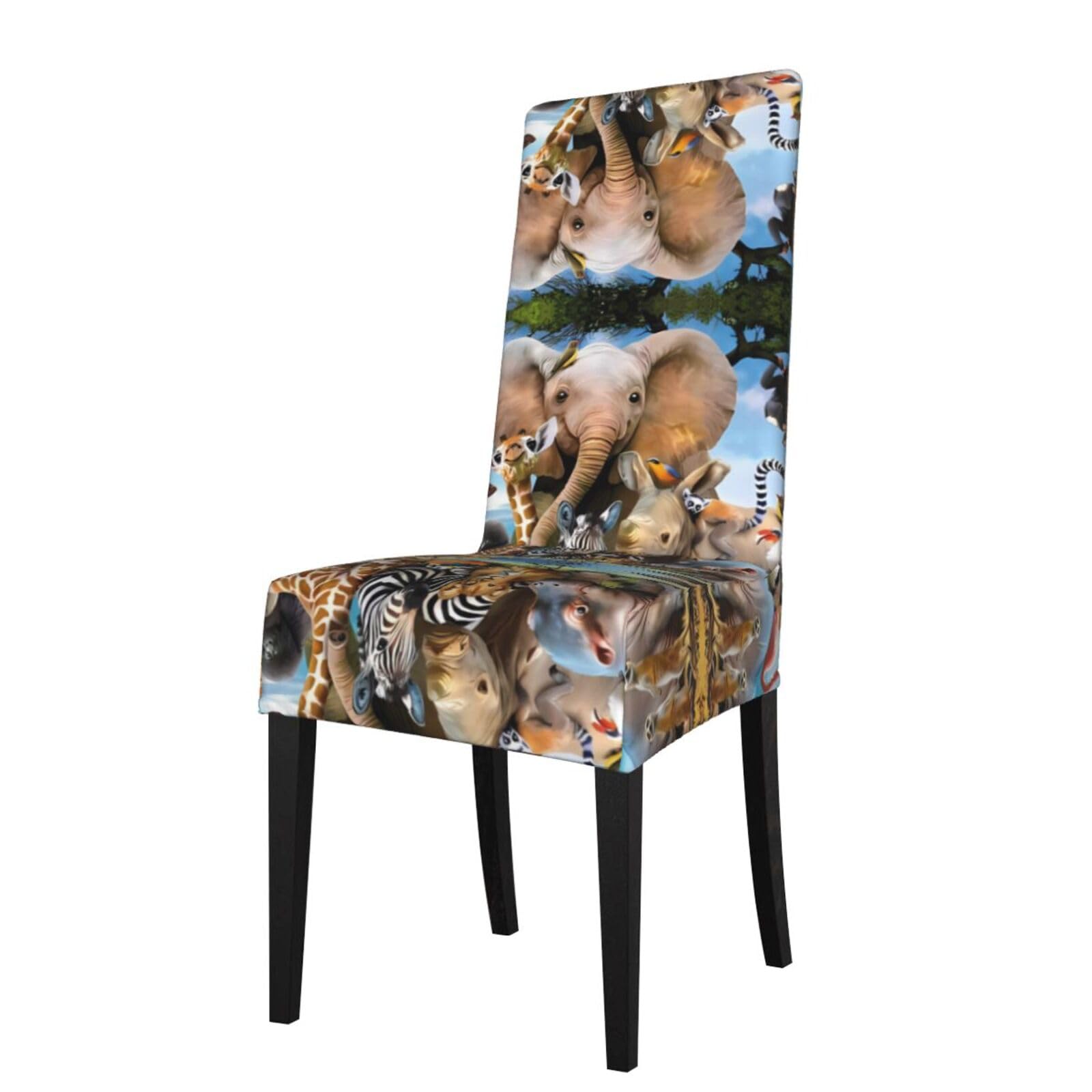 WHJDPP wildanimals elephant Prints Protection Cover for Dining Chair - Stretchy Seat Throw Covers, Wrinkle-Free & Easy Care for Hotel, Wedding & Home Dining Chairs
