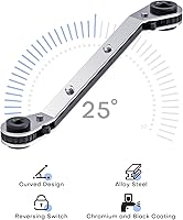 Vista 2 de Llave de Servicio HVAC, Llave de Trinquete Curva de Refrigeración 3/8" 1/4" 5/16" 3/16" Herramienta de Trinquete AC Ullnosoo con Adaptador de Boca