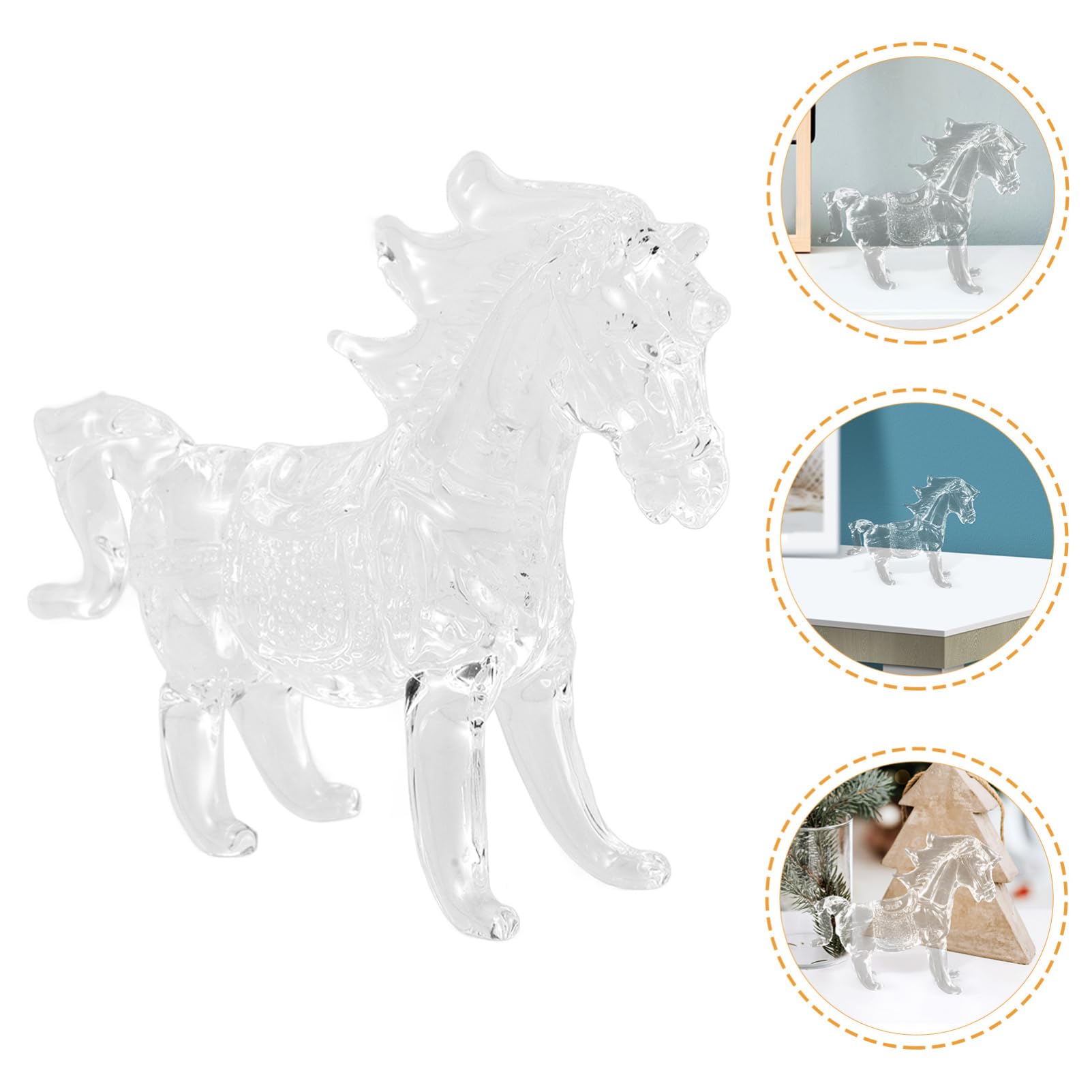 IMIKEYA 5st Kristall-pferdeornamente Entzückende Figur Klare Pferdeskulptur Chihuahua- Wohndekoration Kranztierfiguren Dekorative Pferdefigur Statue DIY-Statue Transparent