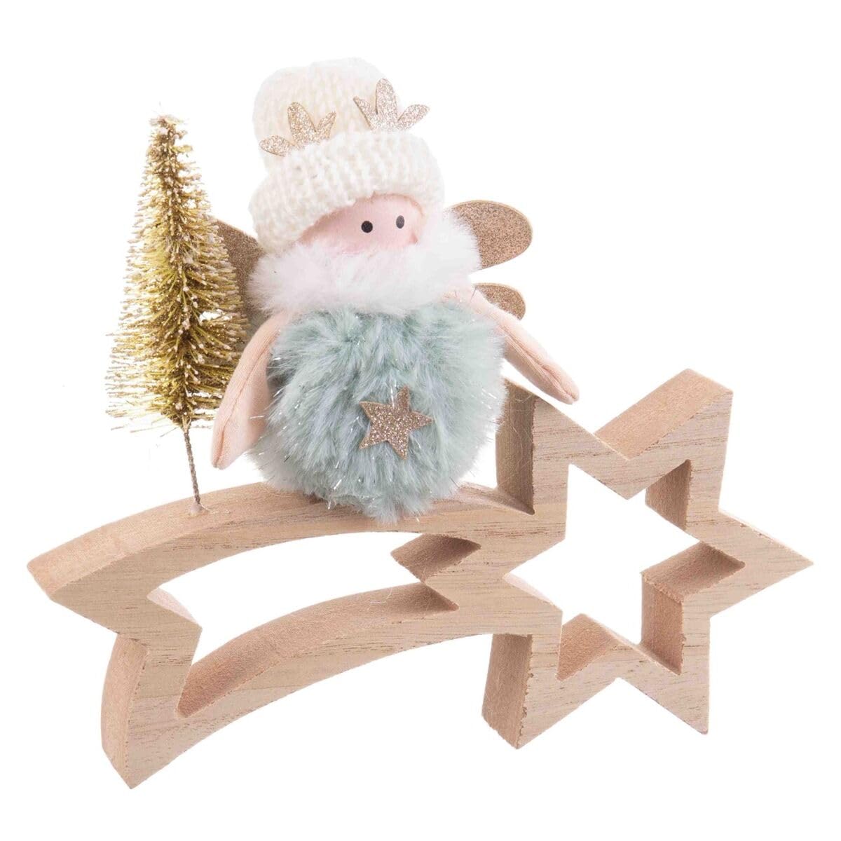 BigBuy Christmas Christmas Ornament Multicolor Natural Wood Woven 18 x 6 x 16 cm